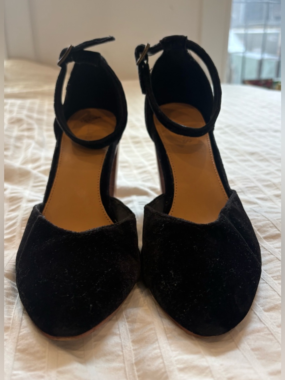 Soludos Collette Black Suede Ankle-Strap Block Heels